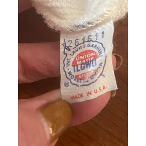 Pickering VTG Union Made Golf Sweater Cream Acrylic V Neck Champion Spark Plug S - Picture 6 of 6